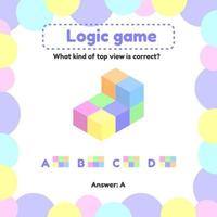 Vector illustration. Logic game for preschool and school age children. what is the view from the top right