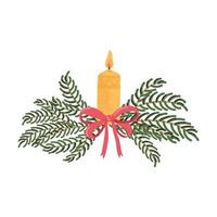 Vector colorful illustration of Christmas candle isolated on white background