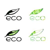 Vector set of ECO logo and icons. Design template, badges, labels and emblem for business