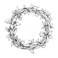 Vector black and white illustration of vintage decorative laurel wreath, isolated on white background. Can be used for invitations, greeting cards, quotes, blogs, posters and banner.