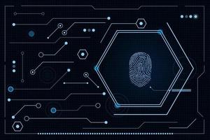 scan fingerprint, Cyber security and password control through fingerprints, access with biometrics identification vector