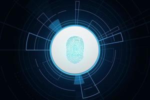 scan fingerprint, Cyber security and password control through fingerprints, access with biometrics identification vector