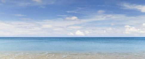 Sand beach and blue ocean photo