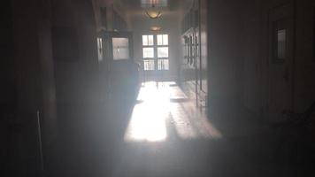 Light comes from a window inside a building. video
