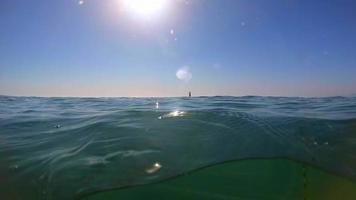 POV of sup stand-up paddleboarder at the beach. video
