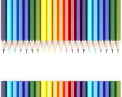 Representación 3D de lápices de colores sobre fondo blanco.