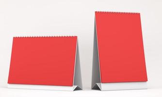 Ilustración 3d de calendario en blanco blanco sobre fondo rojo.