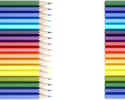 3d Rendering of color pencils on white background photo