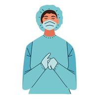 thank you, nurse professional with medical mask and suit vector