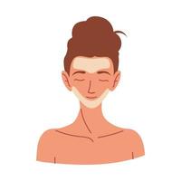 woman putting face cream on her skin care routine vector