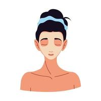 girl applying moisturizing cream on her face skin care vector