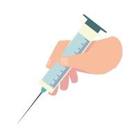 vaccine hand with syringe medical equipment vector