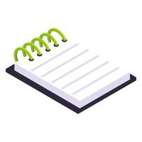 notepad with spiral office supply icon isometric style vector