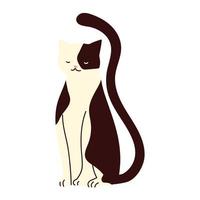 dibujos animados domésticos animales gato blanco y negro vector