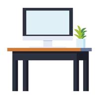 computer cactus on desk vector