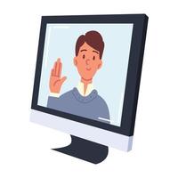 man on screen computer vector