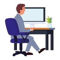 hombre trabajando en el escritorio vector