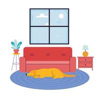 adorable dog in living room vector