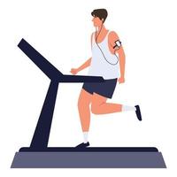 man training with treadmill vector