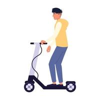 man riding electric kick scooter vector