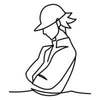 side view man with sport cap, continuous line style vector