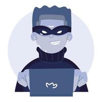 computer hacker with laptop vector