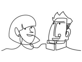 man and woman faces continuous line, isolated design vector