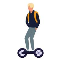 Hombre usando gyroscooter eléctrico vector