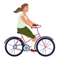 mujer montando bicicleta vector