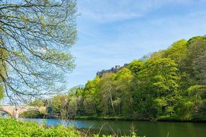 River Wear and Framwellgate Bridge in the background in Durham, UK photo