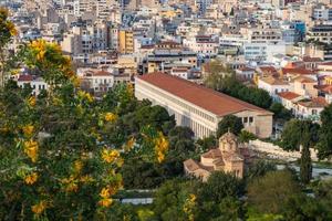 Stoa of Attalos viewed from the hill of the Acropolis, Athens, Greece. photo