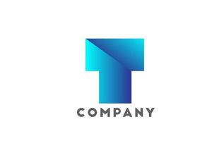 T geometric alphabet logo letter for business and company with blue color. Corporate brading and lettering with futuristic design and gradient vector