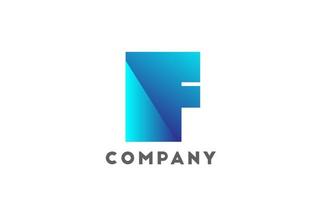 F geometric alphabet logo letter for business and company with blue color. Corporate brading and lettering with futuristic design and gradient vector