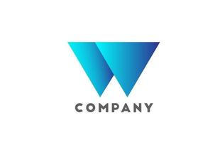 W geometric alphabet logo letter for business and company with blue color. Corporate brading and lettering with futuristic design and gradient vector