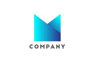 M geometric alphabet logo letter for business and company with blue color. Corporate brading and lettering with futuristic design and gradient vector