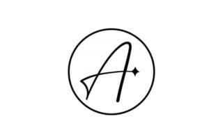 A alphabet letter logo for business with star and circle. Simple elegant lettering for company. Corporate identity branding icon design in white and black vector