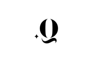 Logo de letra del alfabeto q en blanco y negro para empresas con estrella. letras creativas para empresa. icono de diseño de marca de identidad corporativa