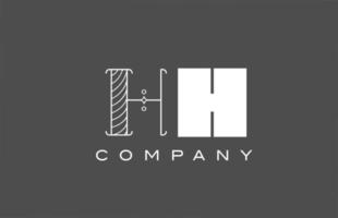 Geométrico h hh gris blanco alfabeto letra logo icono para empresa. Diseño de combinación de diferentes estilos para empresas y negocios. vector