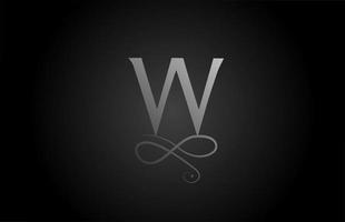 W blanco y negro elegante monograma ornamento alfabeto letra logo icono de lujo. Diseño de marca empresarial y corporativa para productos empresariales. vector