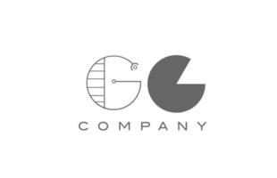 G GG grey white alphabet logo icon for company with geometric style. Creative letter combination design for business and corporate vector