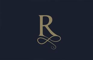 R elegant monogram ornament alphabet letter logo icon for business. Vintage corporate brading and lettering design for luxury products and company vector