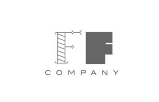 F FF grey white alphabet logo icon for company with geometric style. Creative letter combination design for business and corporate vector