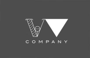 geometric VV V grey white alphabet letter logo icon for company. Different style combination design for corporate and business vector