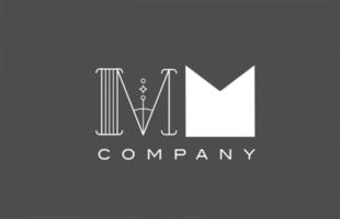 geometric M MM grey white alphabet letter logo icon for company. Different style combination design for corporate and business vector