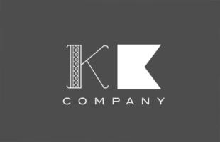 geometric K KK grey white alphabet letter logo icon for company. Different style combination design for corporate and business vector