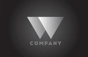 Logotipo de letra del alfabeto geométrico w blanco y negro para empresas. Brading corporativo y rotulación con diseño futurista y degradado para empresa. vector
