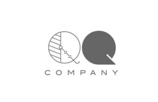 q qq icono de logotipo de alfabeto blanco gris para empresa con estilo geométrico. Diseño de combinación de letras creativas para empresas y empresas. vector