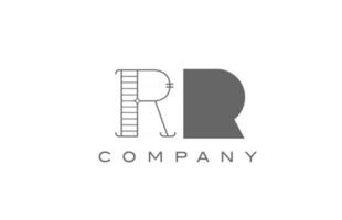 R RR grey white alphabet logo icon for company with geometric style. Creative letter combination design for business and corporate vector