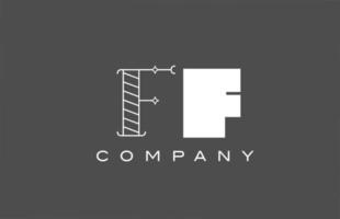 geometric F FF grey white alphabet letter logo icon for company. Different style combination design for corporate and business vector