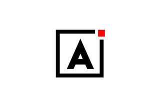 A alphabet letter logo icon in black and white. Company and business design with square and red dot. Creative corporate identity template vector